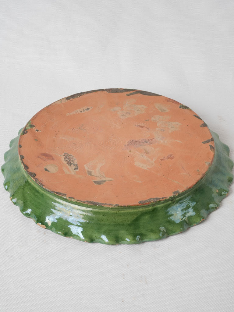 Rustic green glazed decorative serving tray