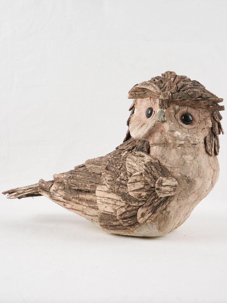 Owl sculpture w/ bark 11¾"