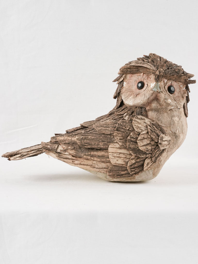 Owl sculpture w/ bark 11¾"