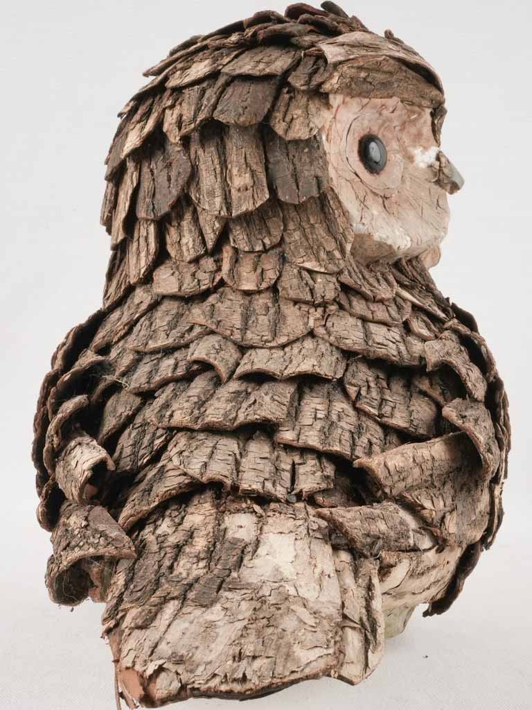 Owl sculpture w/ bark 11¾"