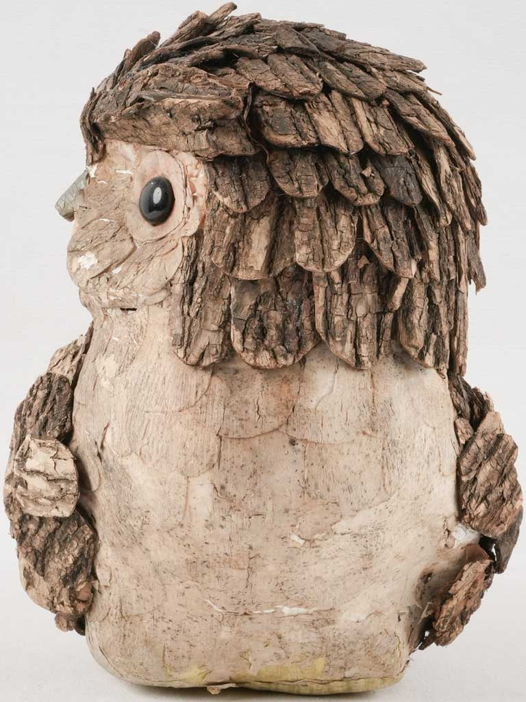 Owl sculpture w/ bark 11¾"