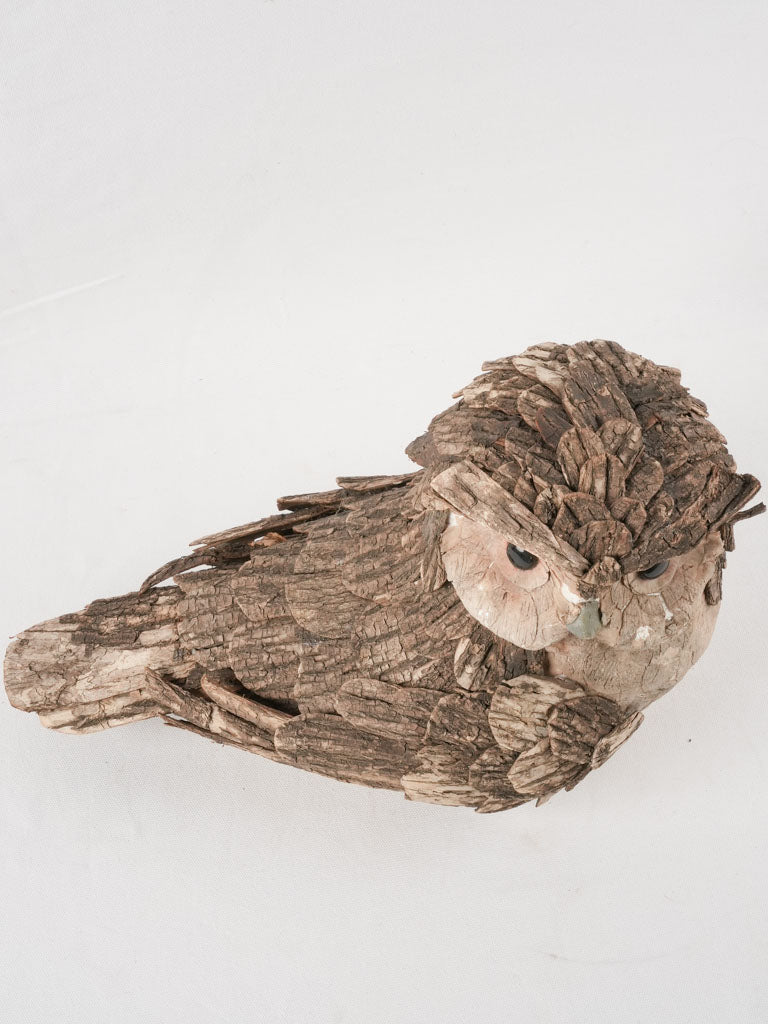 Owl sculpture w/ bark 11¾"