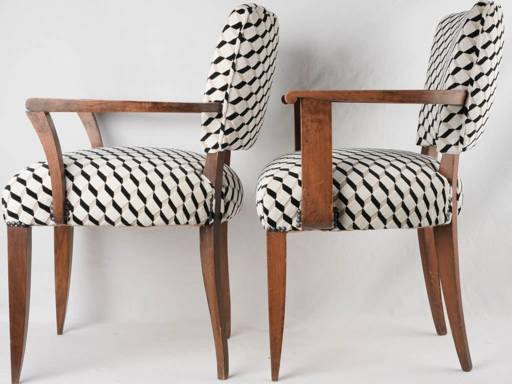 Retro aesthetic black/white patterned bridge chairs