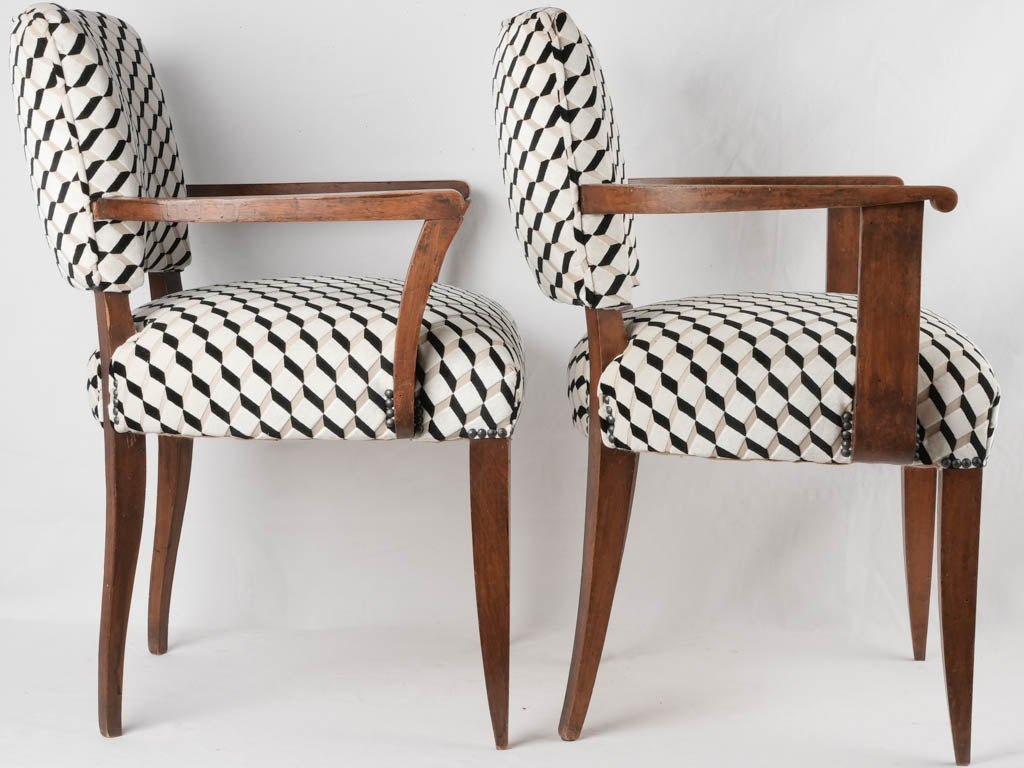 Luxurious monochrome bridge chairs, mid-century