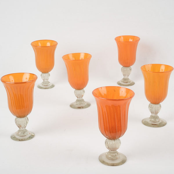 Set of 6 Vintage Long Stemmed Cocktail Glasses 1960s Kitchen 