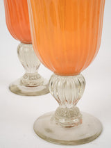 Contemporary Portuguese bright orange stemware set