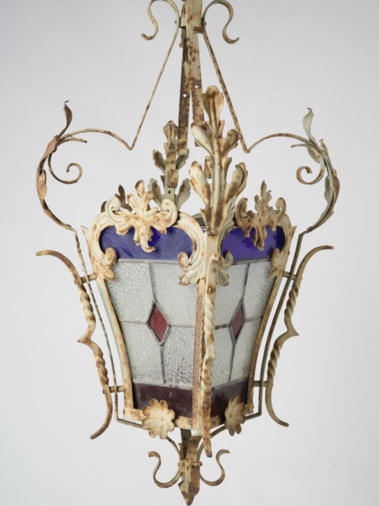 Intricate 19th-century stained glass light