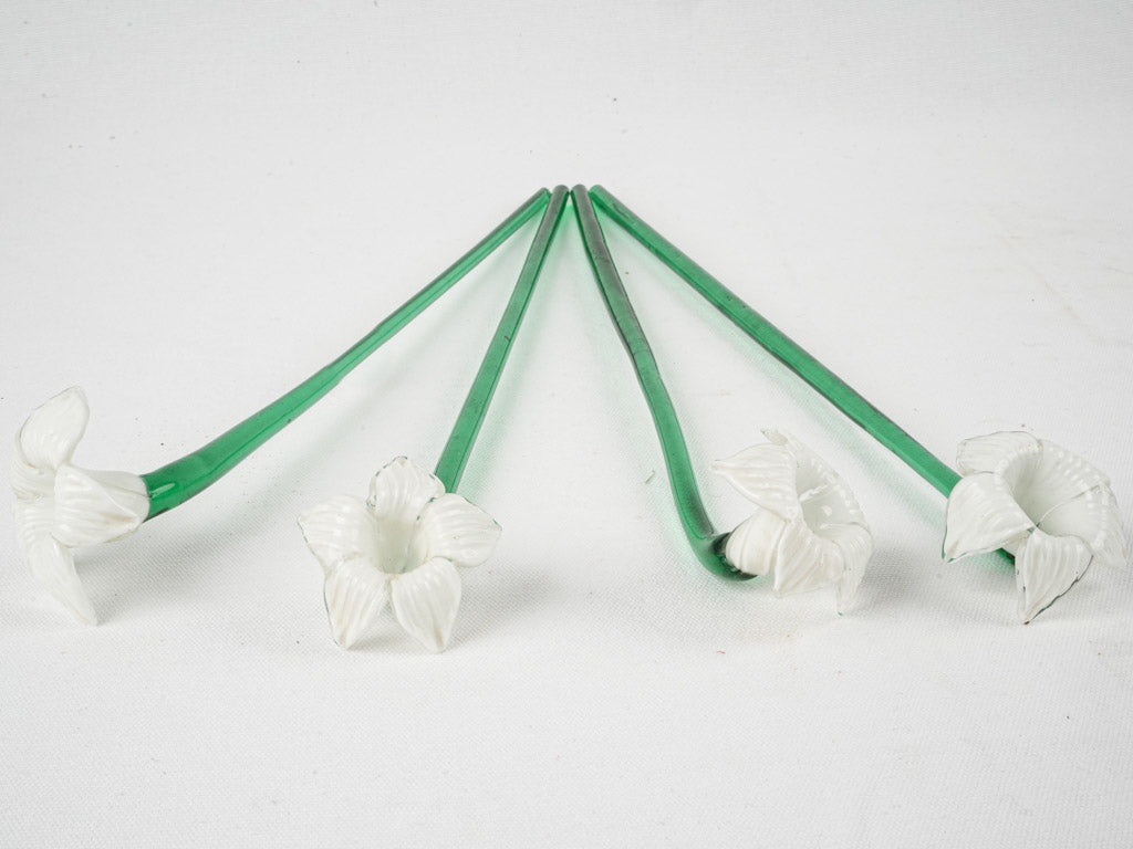 Exquisite emerald green stem flowers Murano