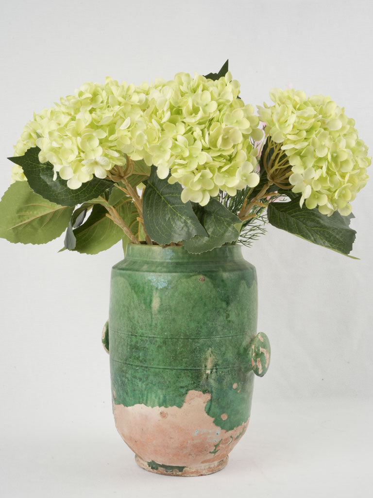 Worn green glazed antique French pot