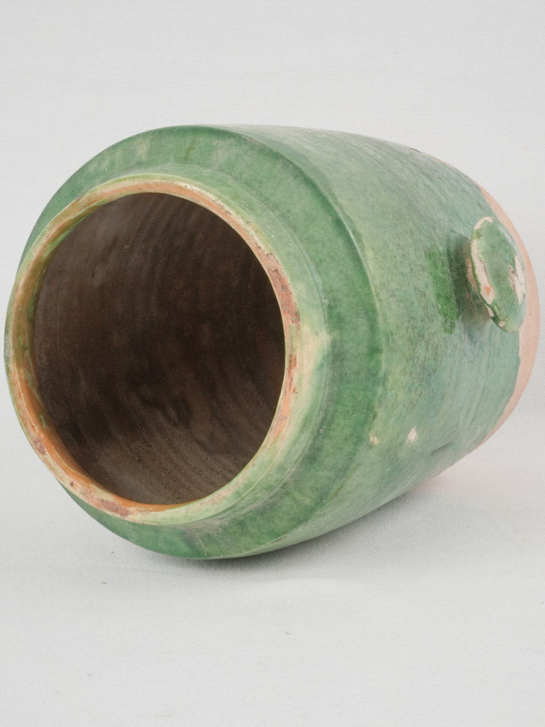 Weathered green glazed terracotta pickle pot