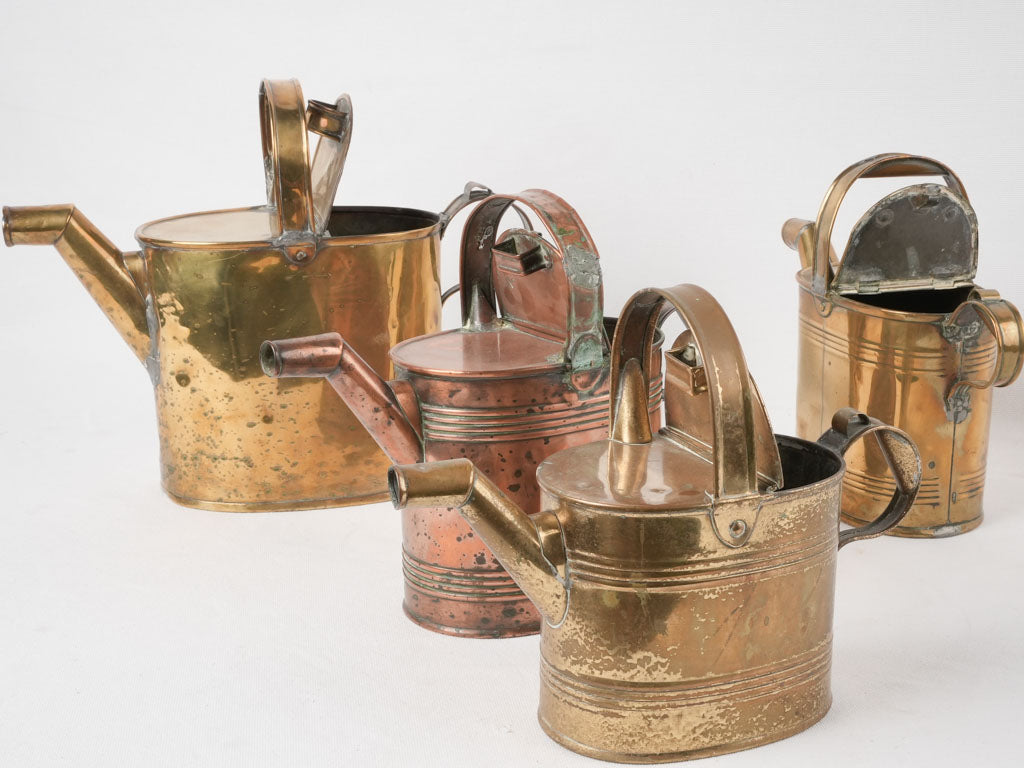 Elegant antique copper gardening cans