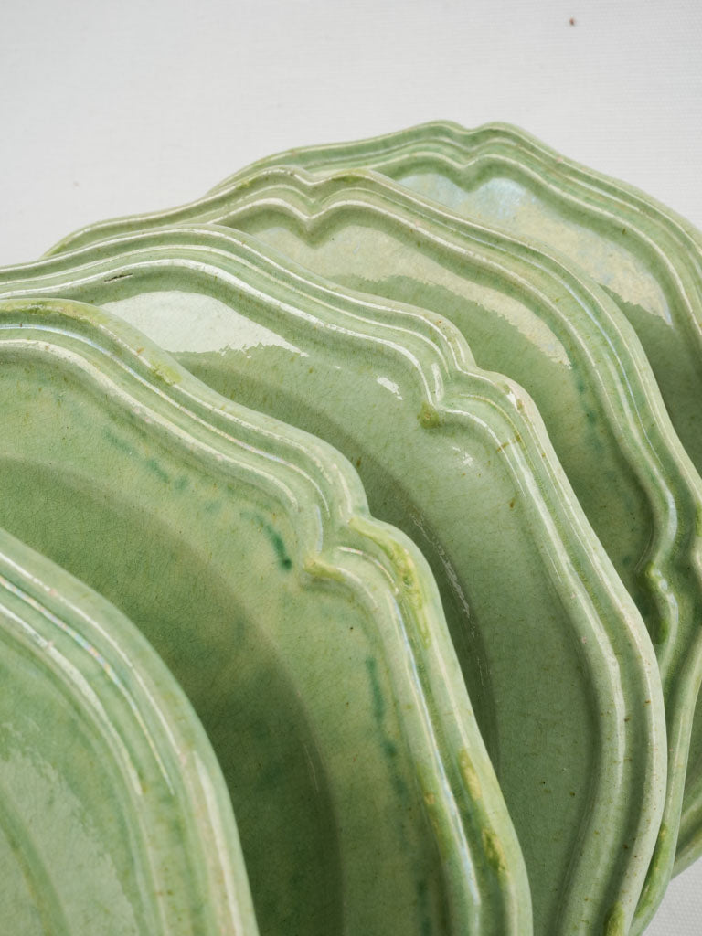 French vintage scalloped glazed soup bowls