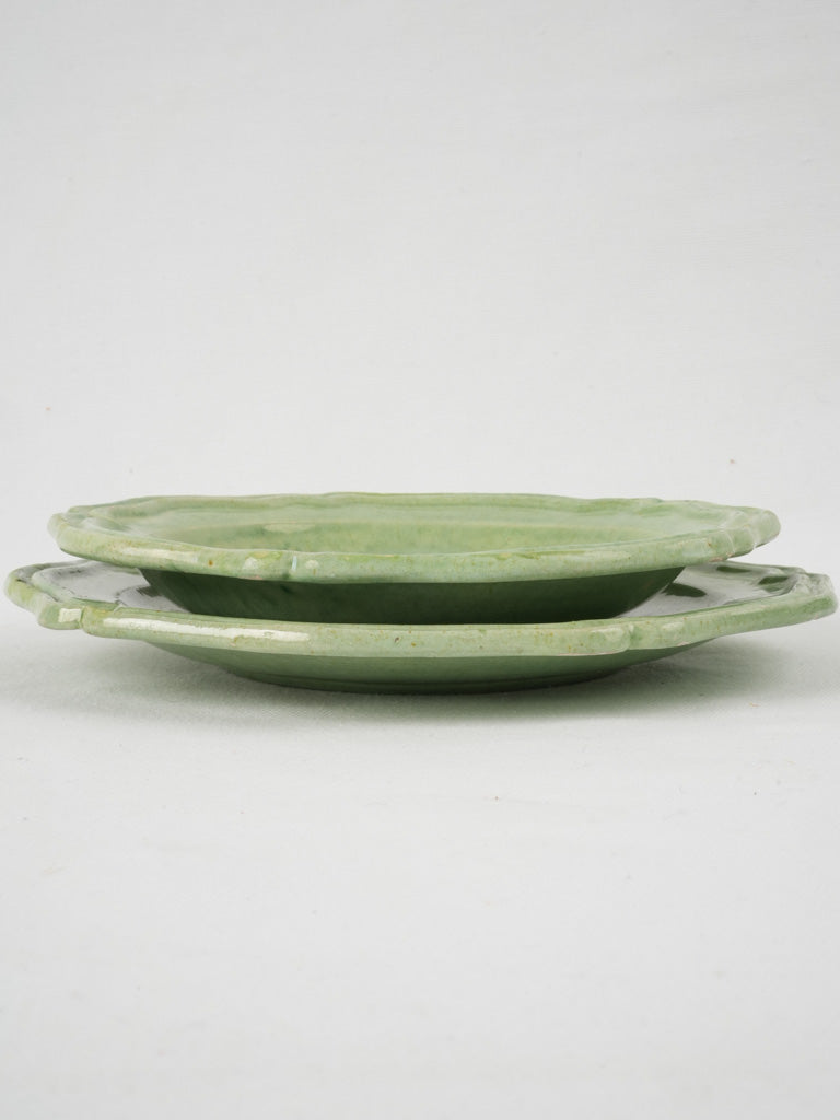 Vintage festive green glazed dinner plates