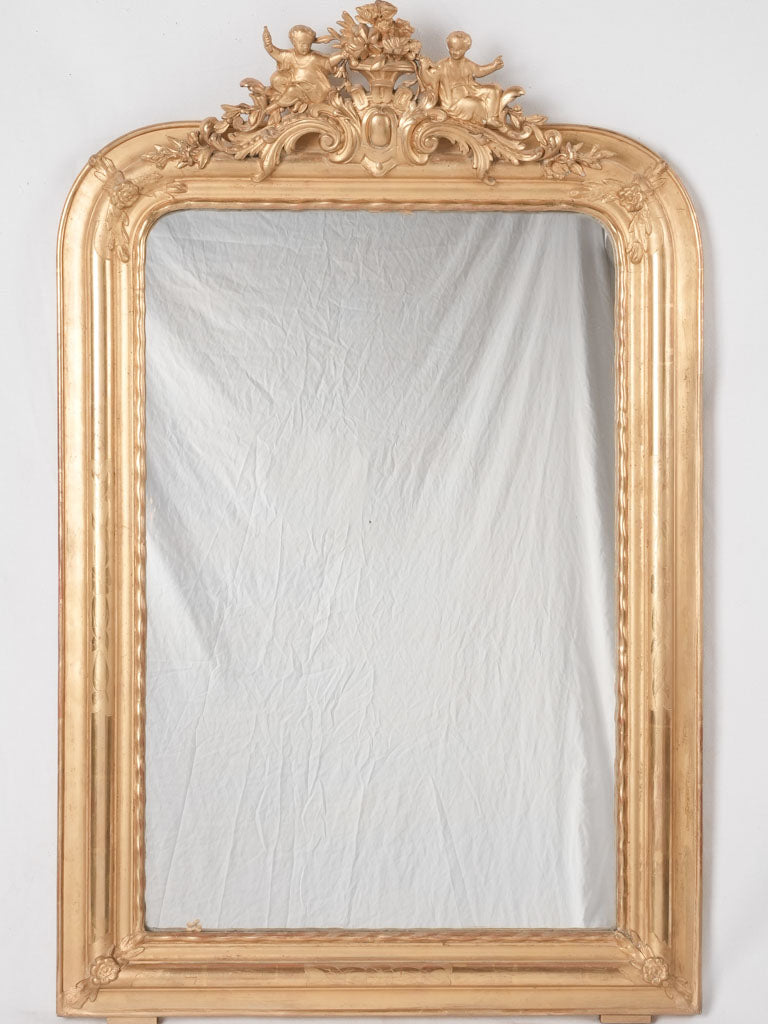 19th century gilded French mirror w/ angels 44" x 28¼"