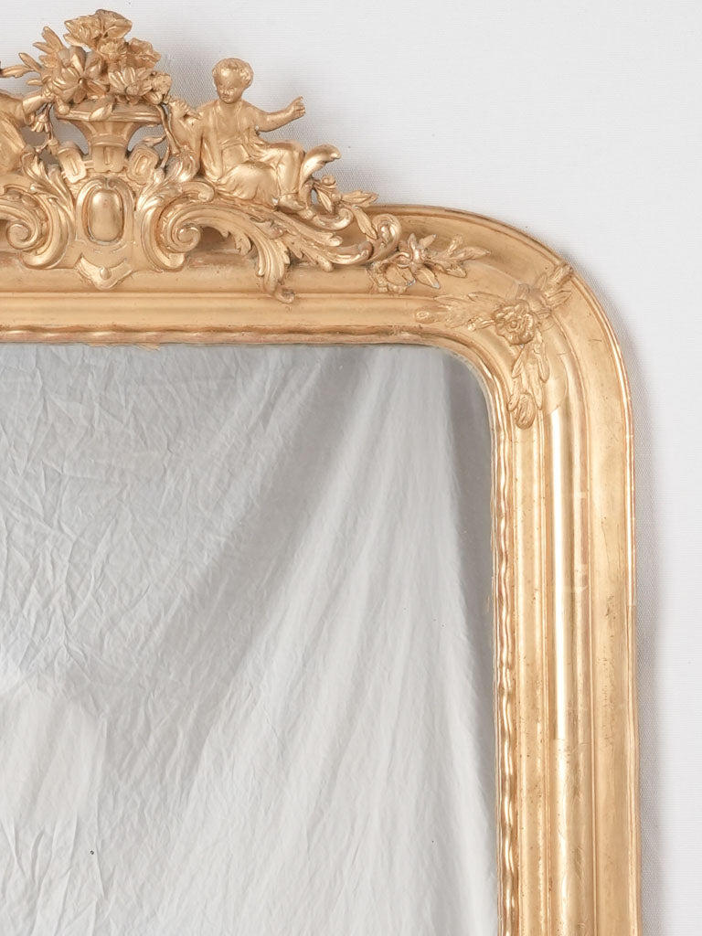 19th century gilded French mirror w/ angels 44" x 28¼"