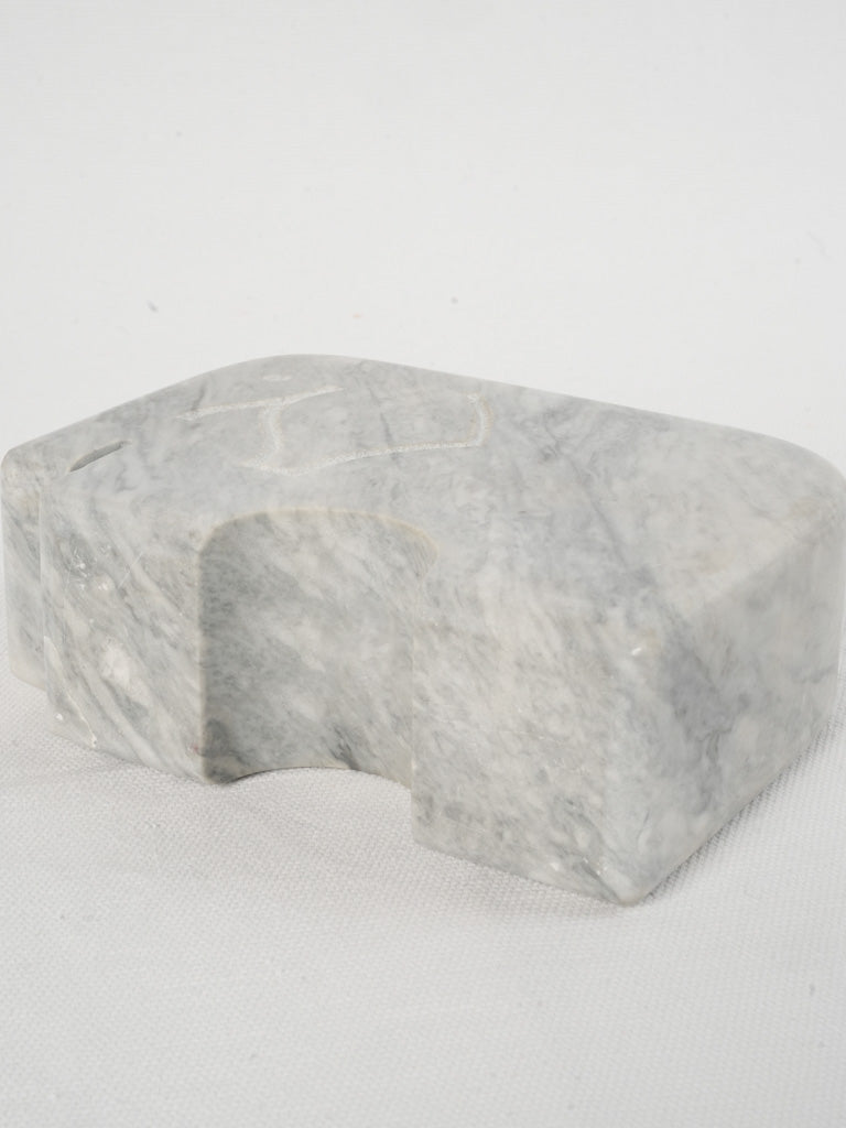 Vintage Carrara Marble Elephant Sculpture 4¾" - 1970s