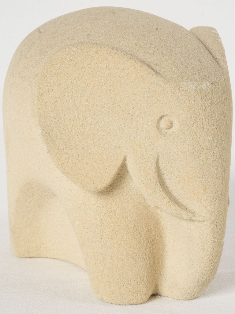 Vintage Stone Elephant Sculpture w/ Minimalist Design 5½"