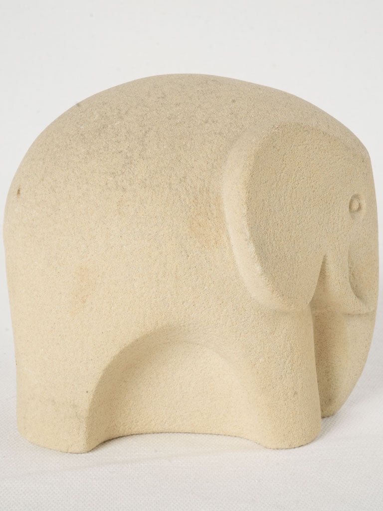 Vintage Stone Elephant Sculpture w/ Minimalist Design 5½"