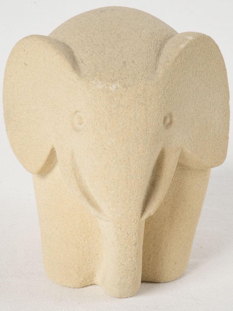 Vintage Stone Elephant Sculpture w/ Minimalist Design 5½"