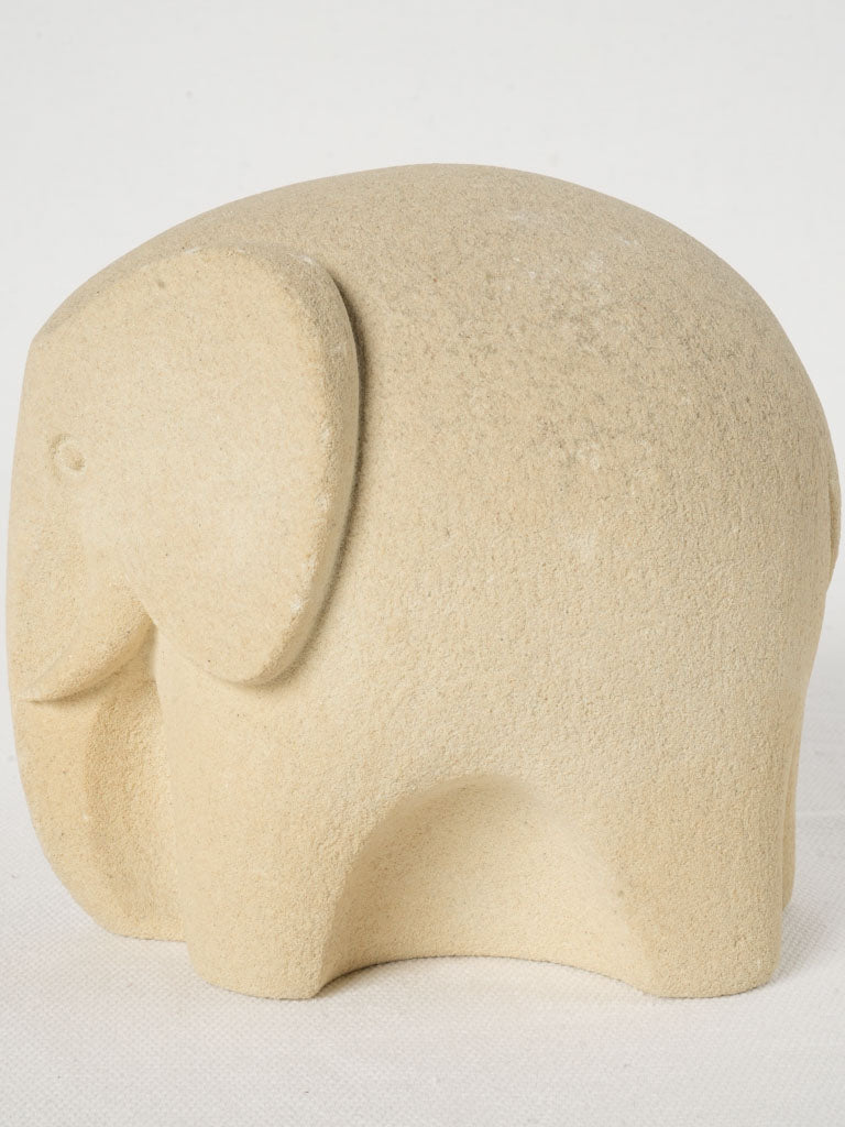 Vintage Stone Elephant Sculpture w/ Minimalist Design 5½"