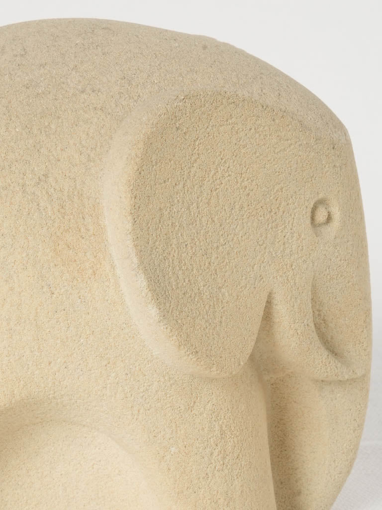 Vintage Stone Elephant Sculpture w/ Minimalist Design 5½"