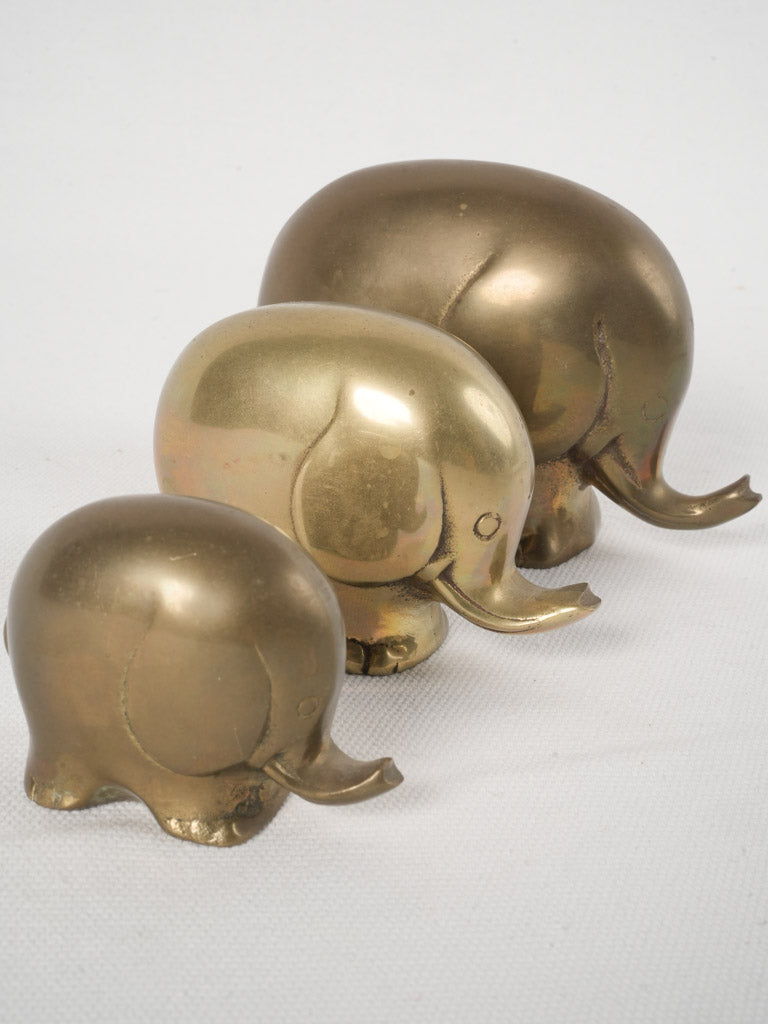 Vintage mid-century brass elephant sculptures