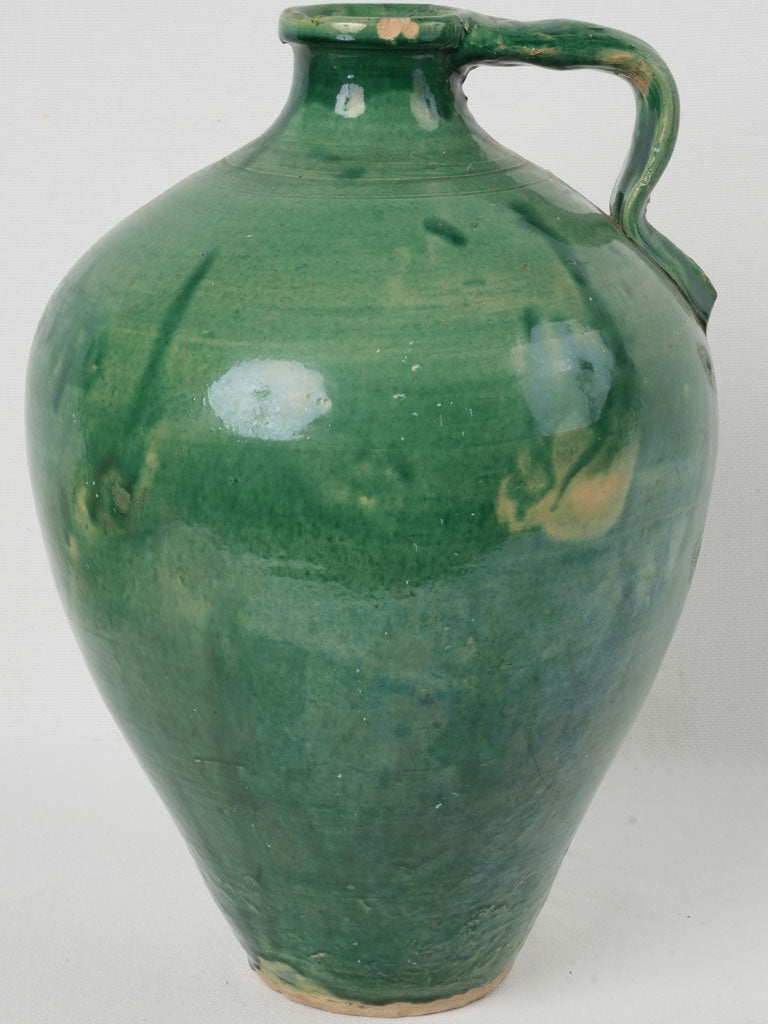 Timeless Spanish Ovoid Green Glazed Jug