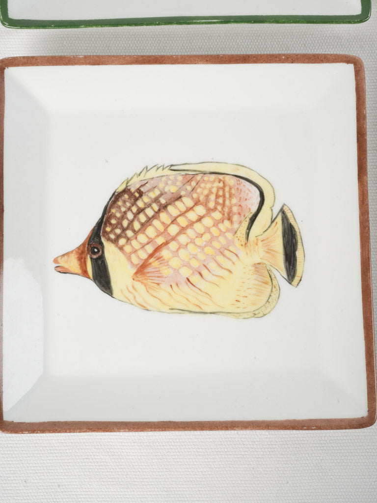 Set of 6 Vintage French Hand-Painted Tropical Fish Plates - 7½"