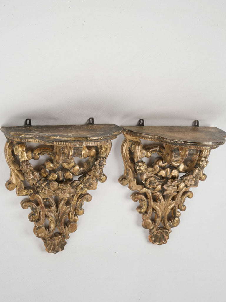 Rare, gilded wall brackets