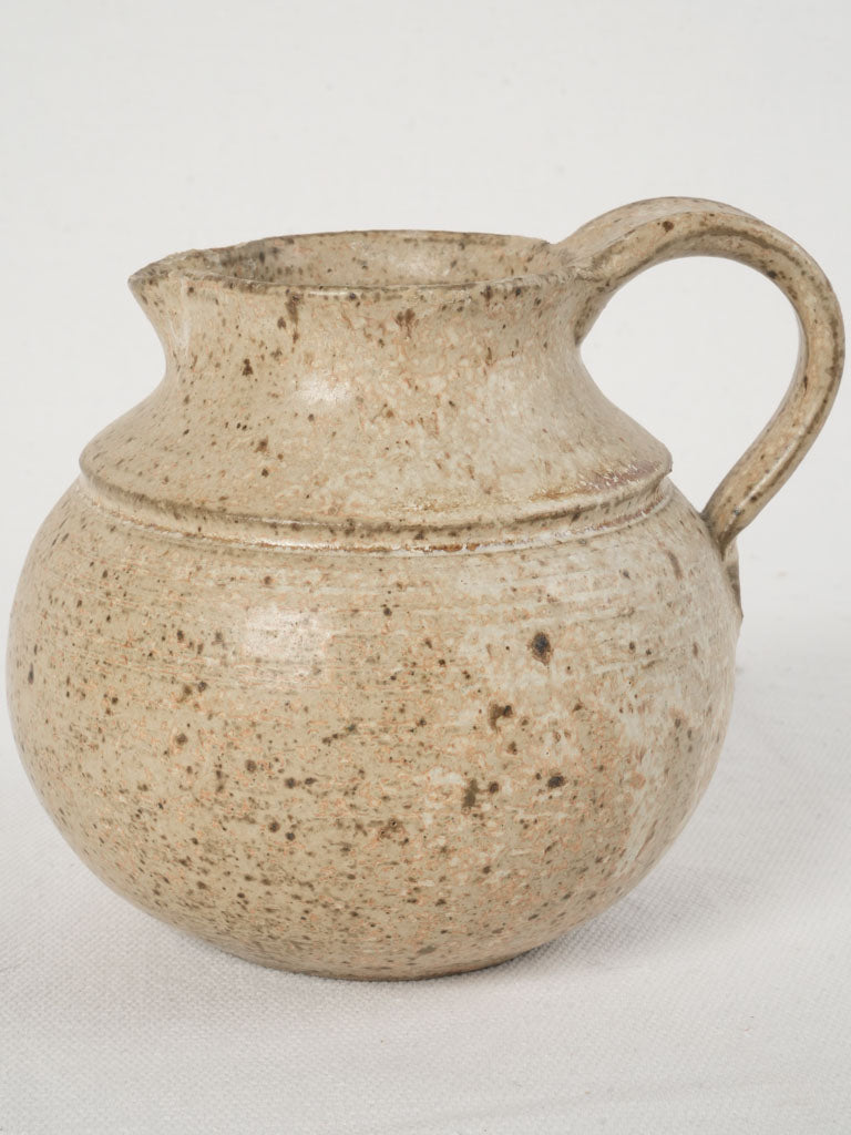 Small Vintage Hand thrown Clay Stoneware Pitcher - Speckled Beige