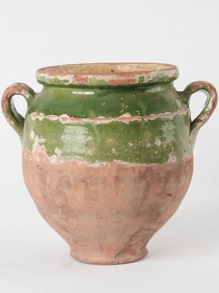 Rustic Green French Confit Pot Antique