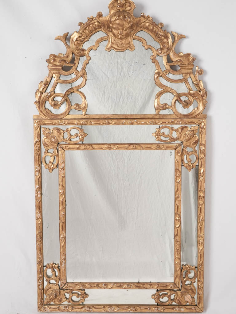 Gilded Régence mirror w/ pediment 51½" x 28¼"