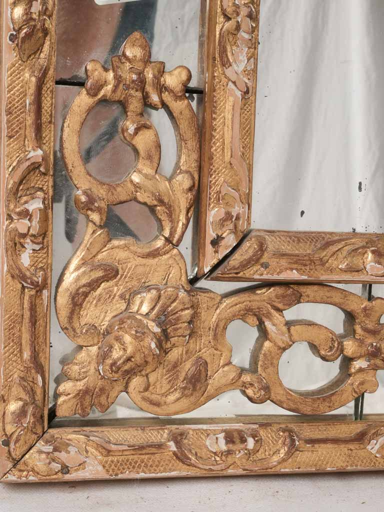 Gilded Régence mirror w/ pediment 51½" x 28¼"