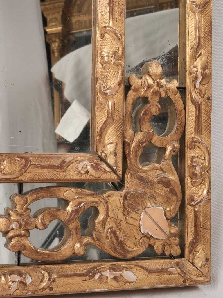 Gilded Régence mirror w/ pediment 51½" x 28¼"