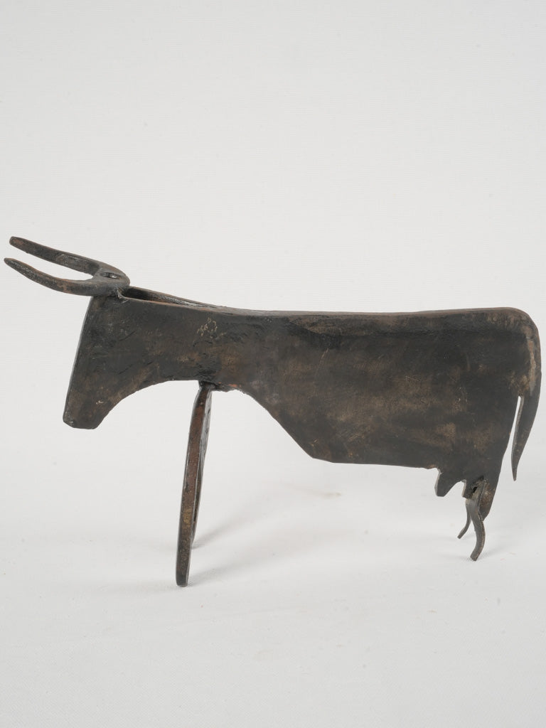 Vintage Iron Sculpture of a Bull - 1960s Art Brut - 8¼"