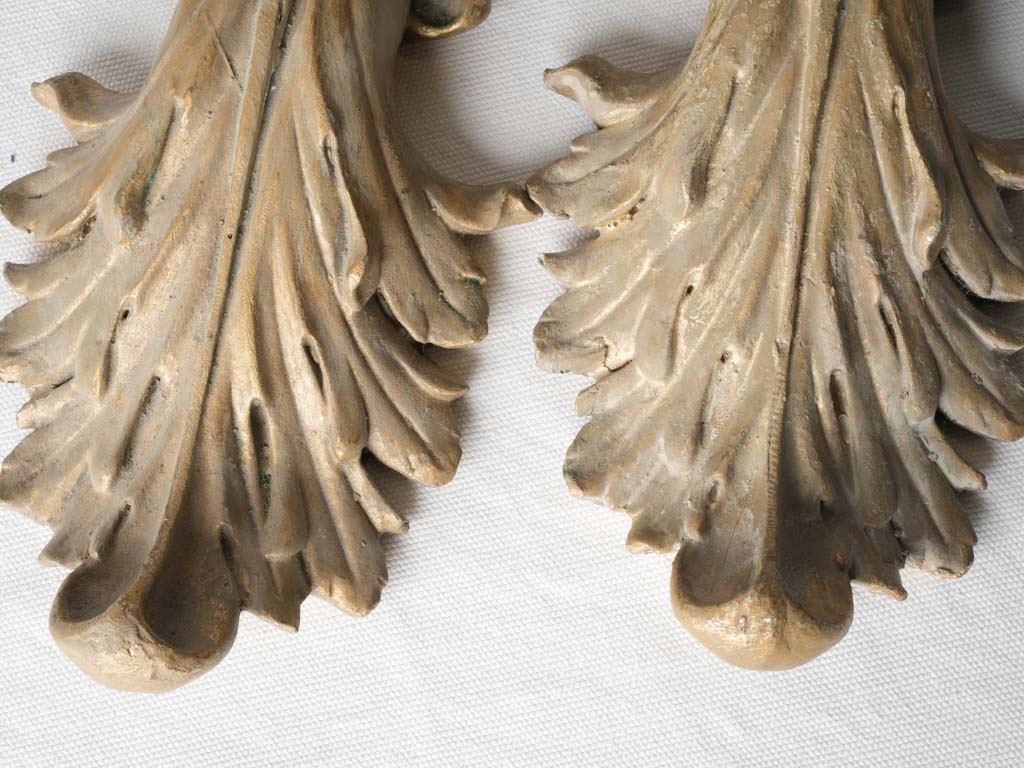 Pair of vintage resin wall appliques - rocaille style