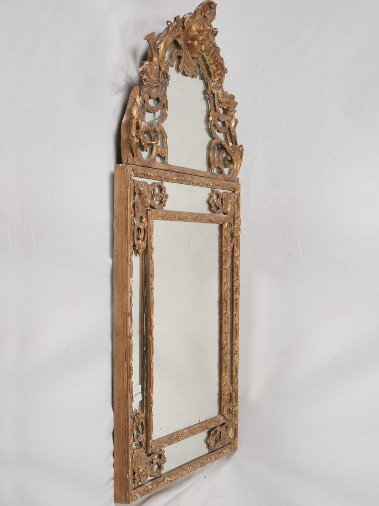 Gilded Régence mirror w/ pediment 51½" x 28¼"