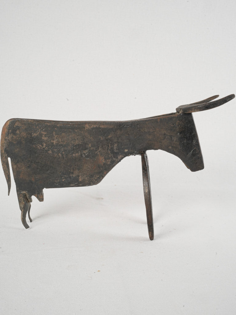 Vintage Iron Sculpture of a Bull - 1960s Art Brut - 8¼"