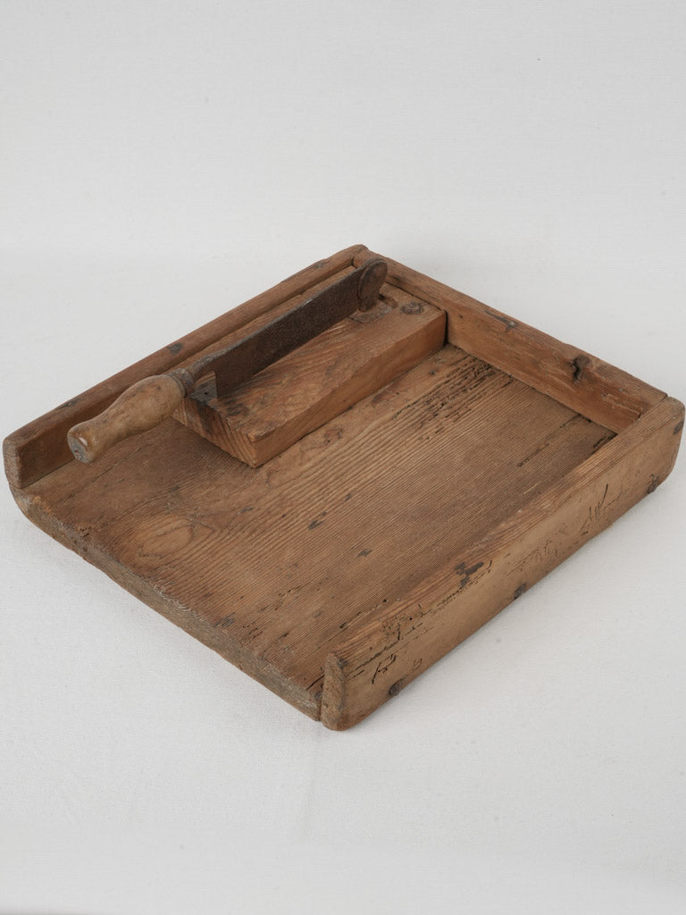 Weathered Handcrafted Wooden Bread Cutter