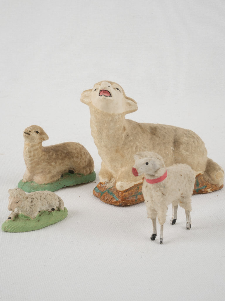 Antique French lamb nativity figurines