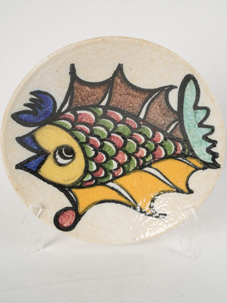 Vibrant Hand-Painted Ceramic Bowl w/ Fish - 12½"