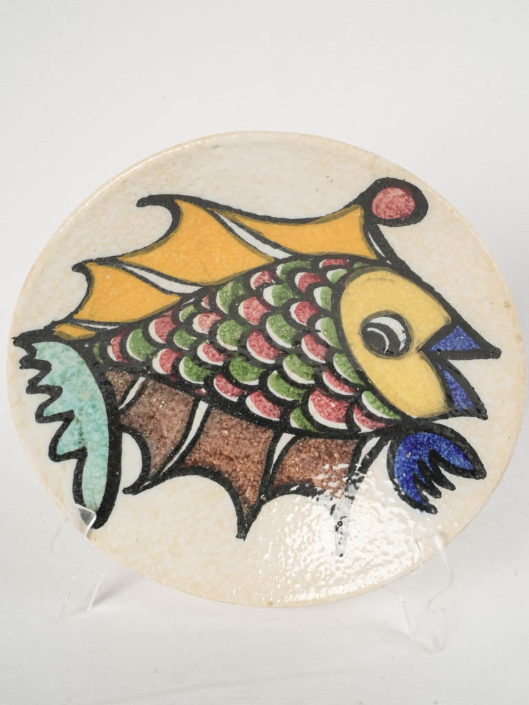 Vibrant Hand-Painted Ceramic Bowl w/ Fish - 12½"