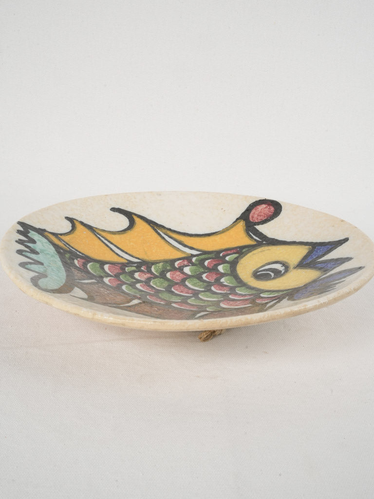 Vibrant Hand-Painted Ceramic Bowl w/ Fish - 12½"