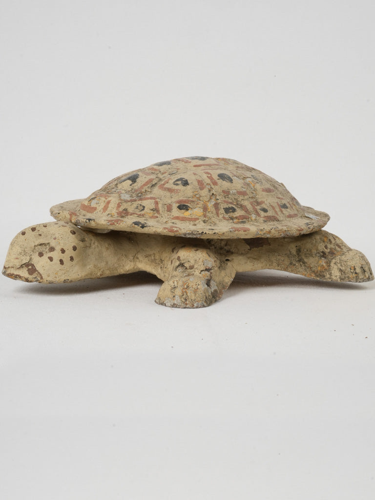 Vintage French painted concrete turtle