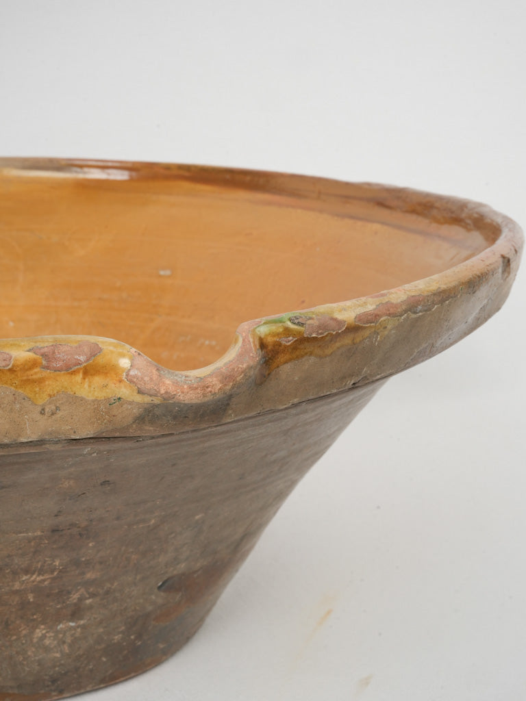 Vintage, authentic, yellow-glazed, 19th-century tian