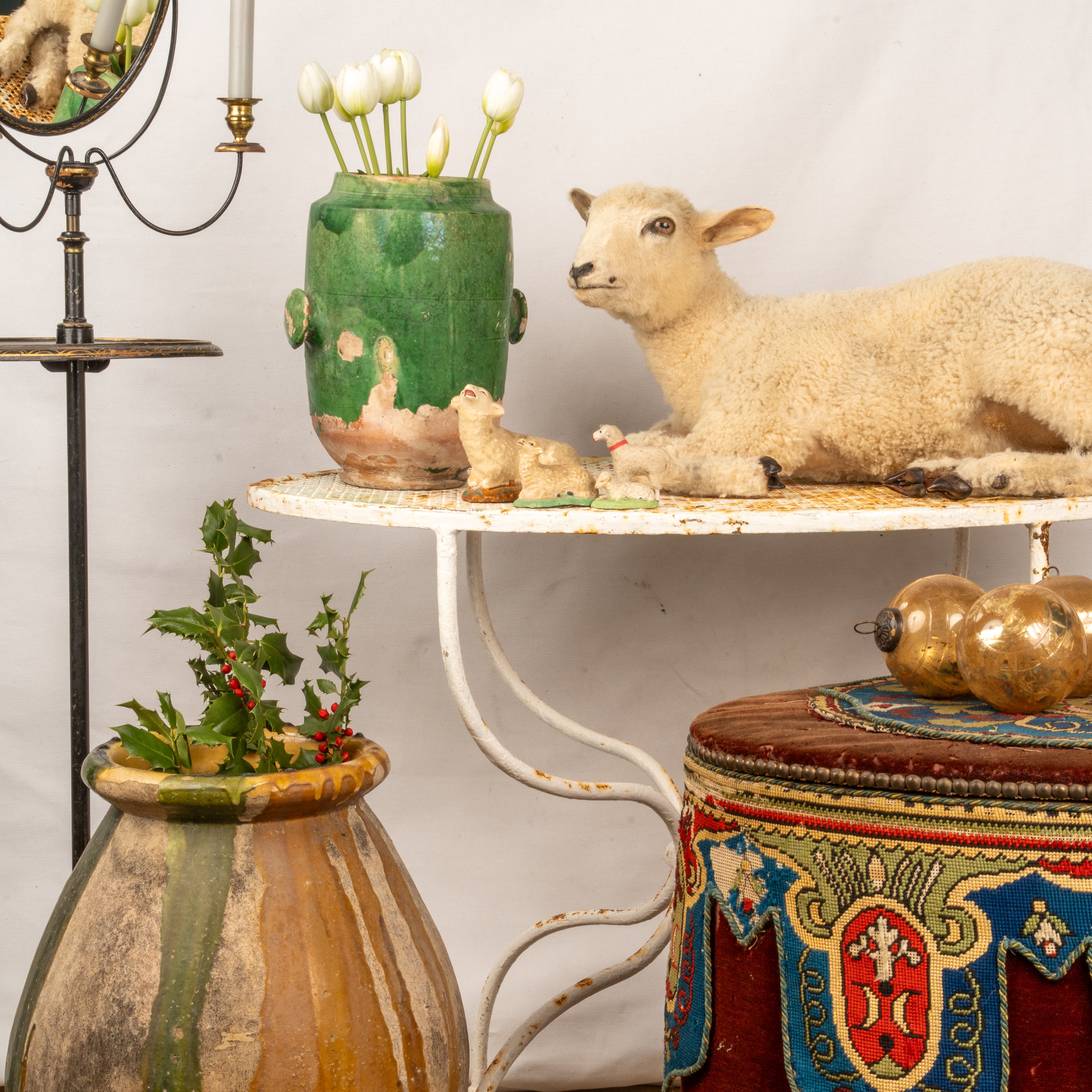 Vintage lamb figurines for creche