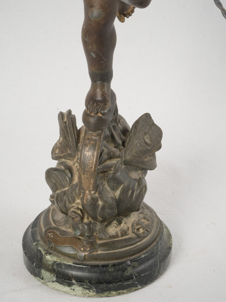 19th-Century French Lamp w/ winged Angel 22¾"