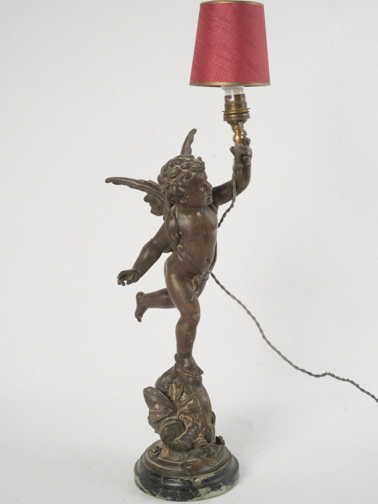 19th-Century French Lamp w/ winged Angel 22¾"