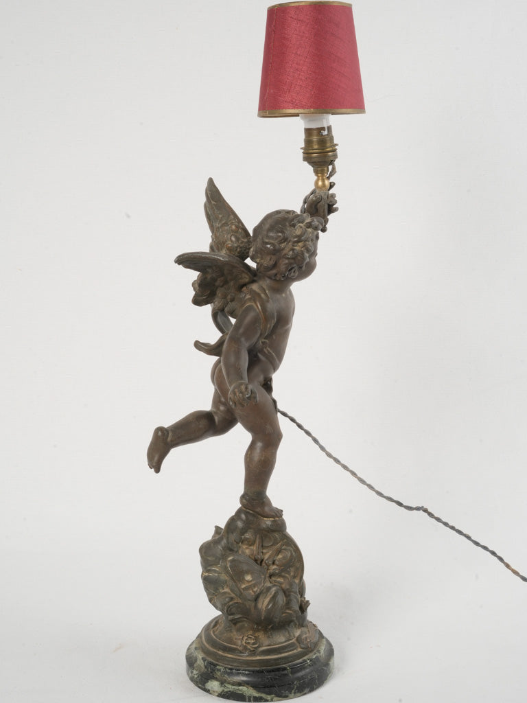 19th-Century French Lamp w/ winged Angel 22¾"