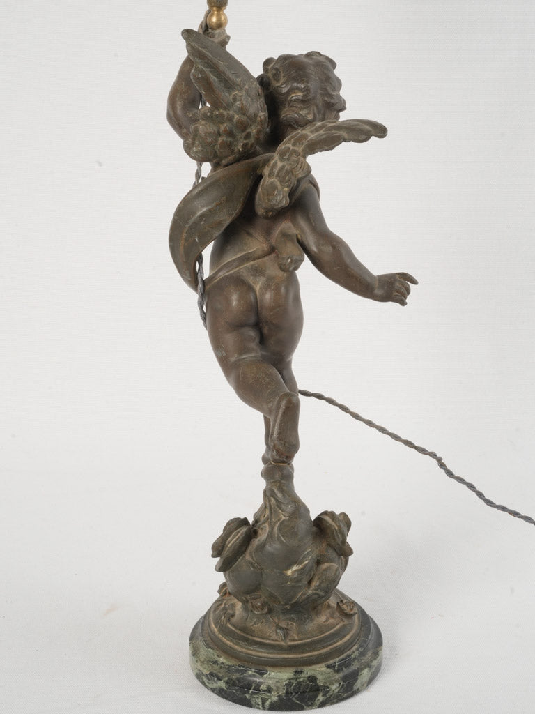 19th-Century French Lamp w/ winged Angel 22¾"